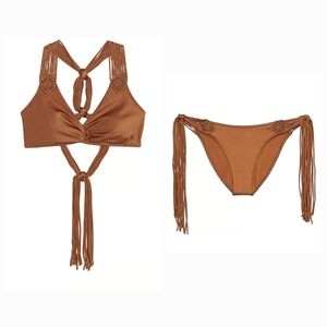 NWT Victoria's Secret Archive Swim Collection Macrame Fringe Caramel Bikini